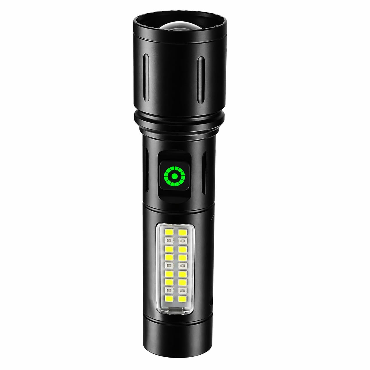 LED Rechargeable Flashlight with 7 Modes, Black, USB-C Charging, Dual Light Source, Emergency SOS Function, Waterproof, for Outdoor, Camping-image-29