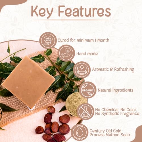 Image of Naturalis Neem Soap for Skin Itching - Handmade Cold Pressed Neem Soap with Organic Ingredients - Natural Luxury Antiseptic Soap for Deep Cleansing, Hydration, and Skin Protection, 100g