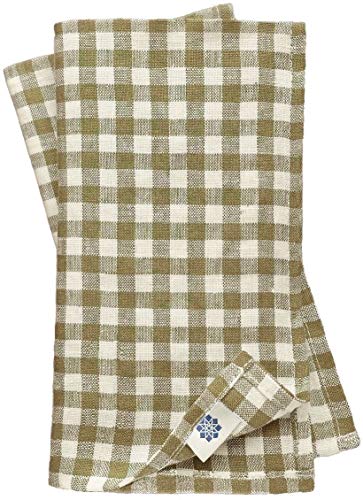 Linen & Cotton Juego de 4 Servilletas de Tela a Cuadros Estella - 100% Lino, Blanco Beige (32 x 32 cm) Suaves Lavable Rústico para Hogar Mesa de Centro de Madera Restaurante Picnic Verano Pascua País