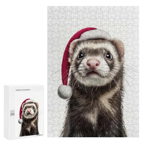 Rompecabezas 300 PCS Festive Ferret Portrait Rompecabezas para Adultos Juguete Decoración De Pared Regalo De Cumpleaños Oferta como Regalos para Toda La Familia 300 PCS