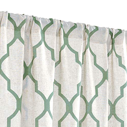 Jinchan Moroccan Printed Tie Up Shade Curtains Rod Pocket Drapes Multicolor Medallion Flax Living Room's Small Window Curtains 1 Panel 45 Inch Length Sage Green On Beige #TOP3