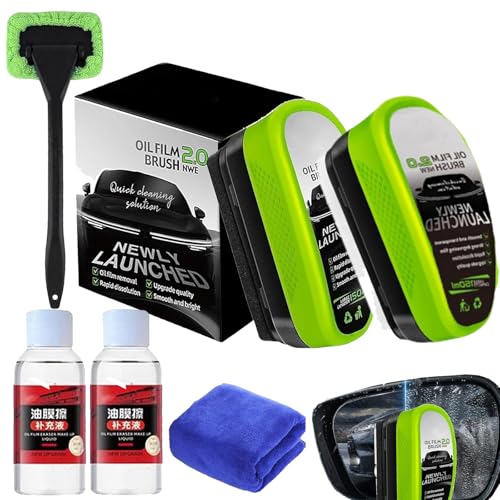 Clear Vision Car Glass Cleaner Car Windscreen Cleaner Car Glass Oil Film Remover Gl170 Pro Windscreen Cleaner Oil Film Cleaning Brush for Windscreen For Glass Remove Stain (2 Set)