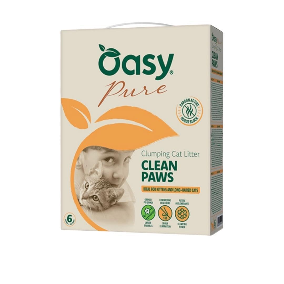 Arena para gatos Oasy Clean Paws, ideal para gatos y gatos de pelo largo, perfumada | 1 paquete de 10 litros