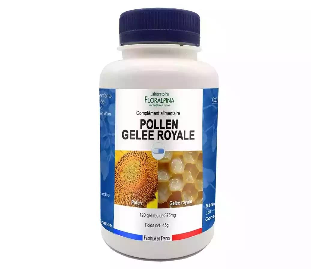 Pollen & Gelée Royale 120 Gélules – Cure 30 Jours | 824 mg Gelée Royale + 360 mg Pollen | Vitalité, Immunité & Tonus | Conditionné en France, LABORATOIRE FLORALPINA