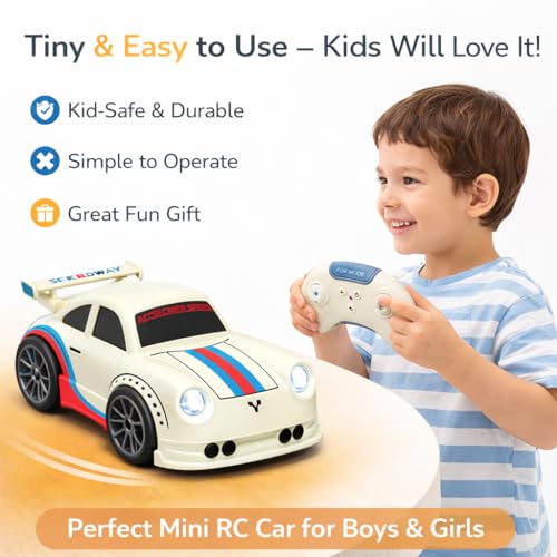 Image of Remote Control Racing Car for Kids | Mini RC Drift with LED Lights | 3 Mode Smart RC - Remote Control, Follow & Escape Mode (3+ Years) (White Escape Car)