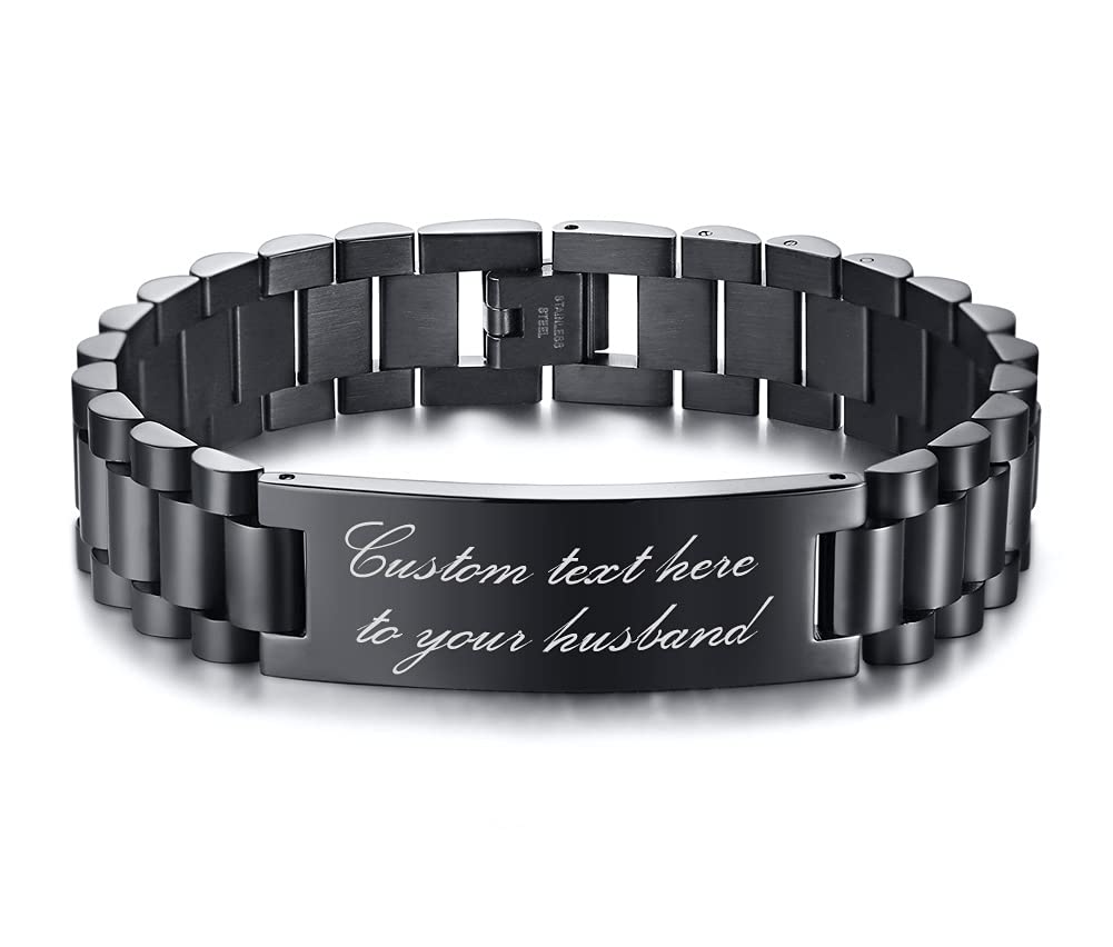 MEALGUET Valentines Day Gift for husband : To My Husband Gift from Wife I will Keep Choosing You Love Quote Engraved Personalized Handsome Black Silicone Bracelet Wristband for him, Gift from Wife