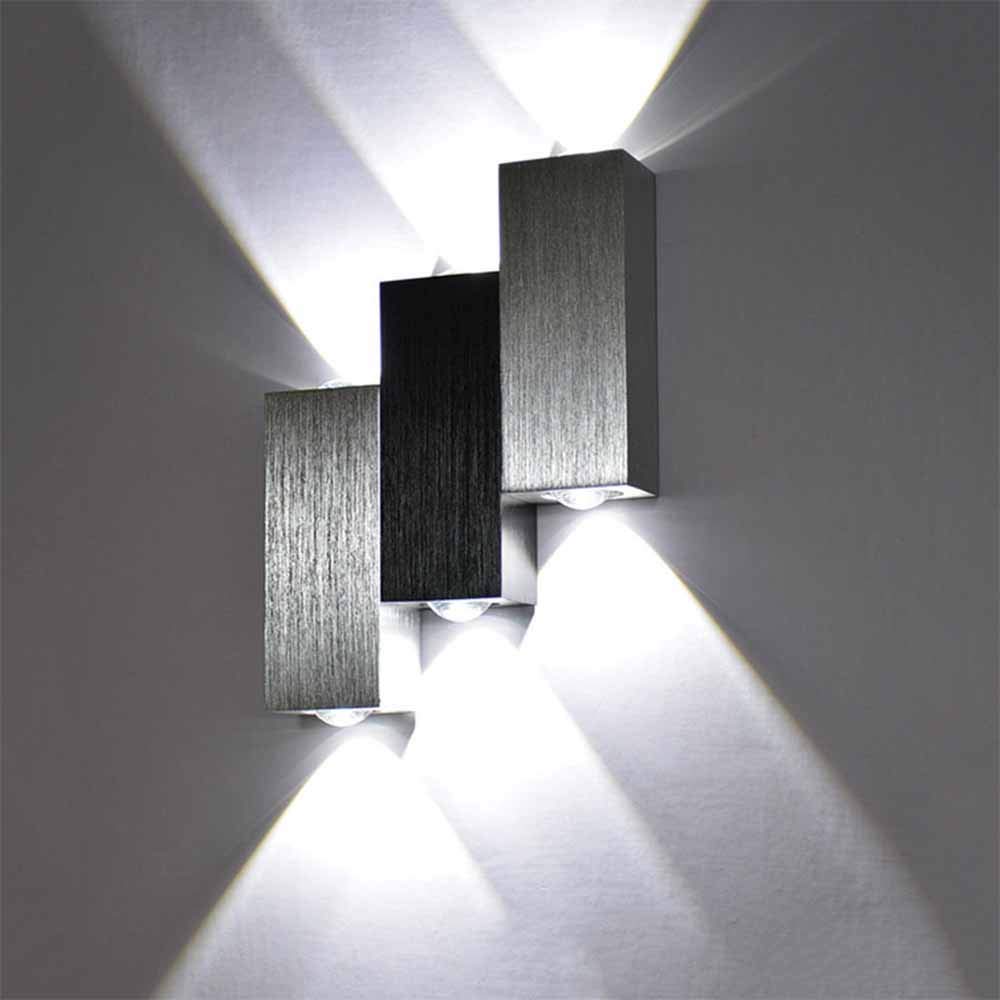 Modern 6W Cold white LED Wall Light Aluminum Up Down Wall Lamp Sconce Bright Living Room Lighting Fixture for Hallway Bedside Corridor Bathroom Stairs Gate bar Coffee Shop hotel Wall Lamps Sconces