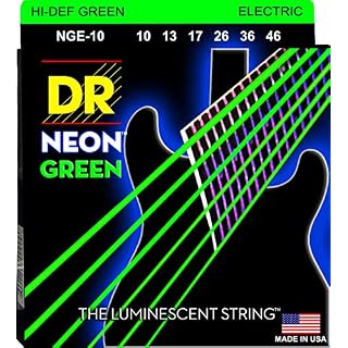 DR String NGE-10 Neon Green Jeu de cordes pour guitare electrique - Les Beatles, Paul McCartney, John Lennon, RIngo Starr, George Harrison