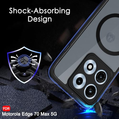 Image of TheGiftKart Hybrid Shockproof Back Cover Case for Motorola Moto Edge 70 Max 5G | Hard Back Cover Case for Motorola Edge 70 Max (PC & TPU, MagSafe Compatible, Translucent Smoke Matte Back, Black Sides)