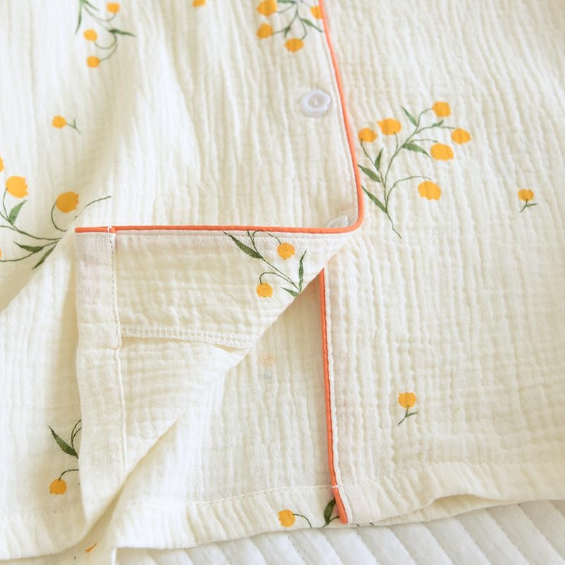 Image of codcm Womens 3pcs Cotton Pajamas Set Short Sleeve Sleepwear Fruit Print Cute Pj Set with Long Pants