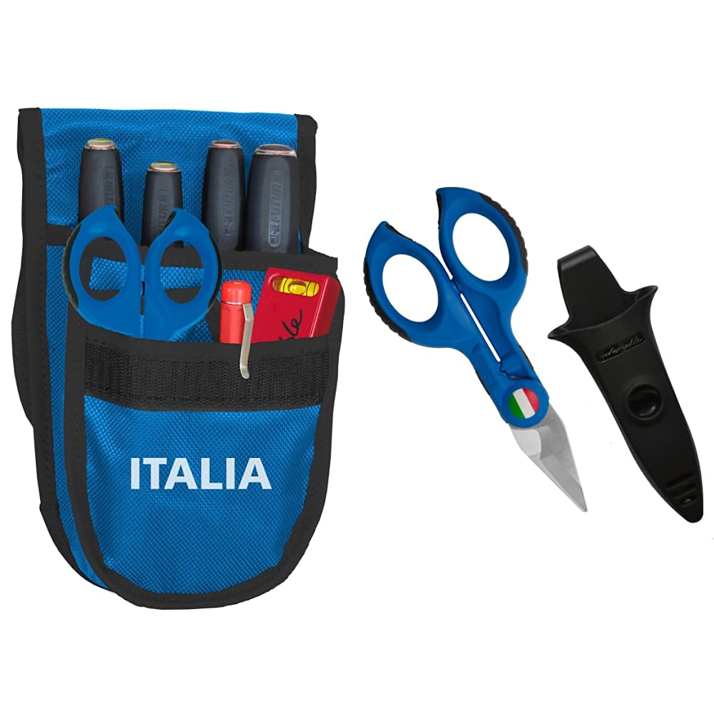 Intercable Ce0516 Marsupio Italia, Blu & Forbice Spella E Tranciacavi Da Elettricista Con Safetybox Edizione Limitata, Blu