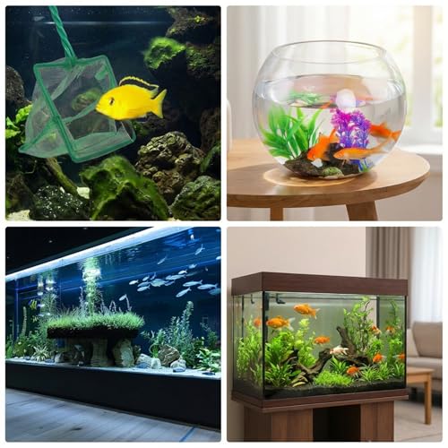 2 PCS 4 Inch Fish Net Aquarium, Green Square Fish Tank Net Fine Mesh Quick Catch Fish Nets Aquarium Fishes Nets with 9.8 Inch Braided Metal Handle for Fishes Tanks Small Ponds and Pools - Thumbnail 7