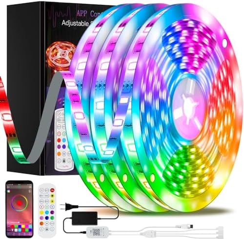 ZATAYE Led Lights for Bedroom 100 FT, Led Lights with App Control IR Remote, Built-in Mic and Music Sync Color Changing Led Strip Lights for Room Decor, 5050 RGB Light Strips Upgraded Adhesive Backing