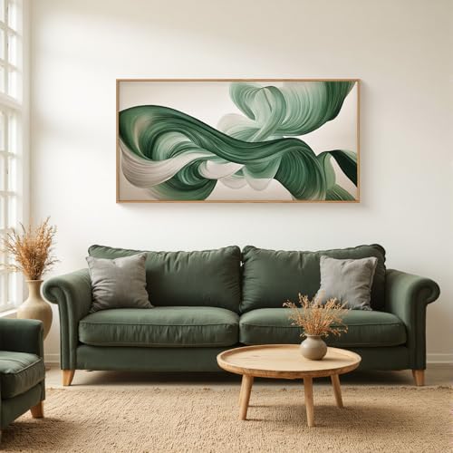 KAIRNE Green Abstract Neutral Wall Art Set, Minimalist Green Lines Wall Decor, Modern Flowing Texture Painting for Living Room, Bedroom, Office, Framed Easy to Hang 20x40 Inches KAIRNE Green Abstract Neutral Wall Art Set, Minimalist Green Lines Wall Decor, Modern Flowing Texture Painting for Living Room, Bedroom, Office, Framed Easy to Hang 20x40 Inches