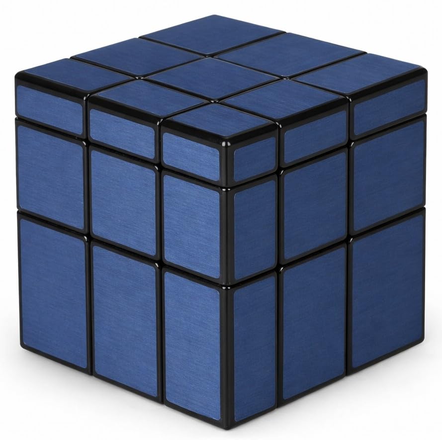 Image of Hawkister QiYi 3x3 Mirror S Speed Cube | Blue Brushed Metallic Stickers | Professional Shape-Shifting 3x3x3 Logic Puzzle, Lightweight 76g Design with Smooth Fast Turning for Beginners & Expert Solvers