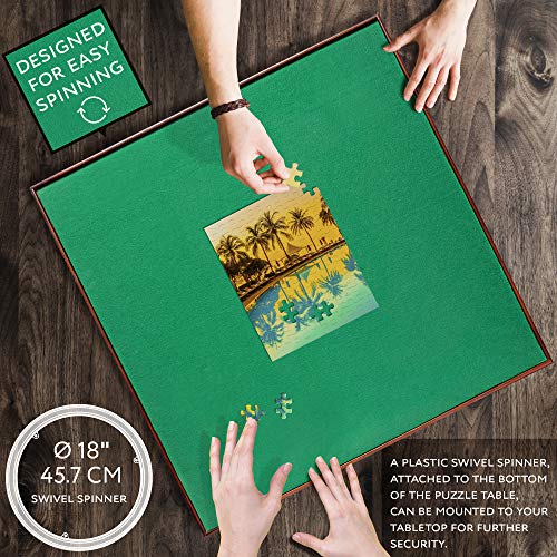Jigitz Jigsaw Puzzle Spinner – 34in Square Puzzle Holder Rotating Puzzle Table Portable Puzzle Board Game Table