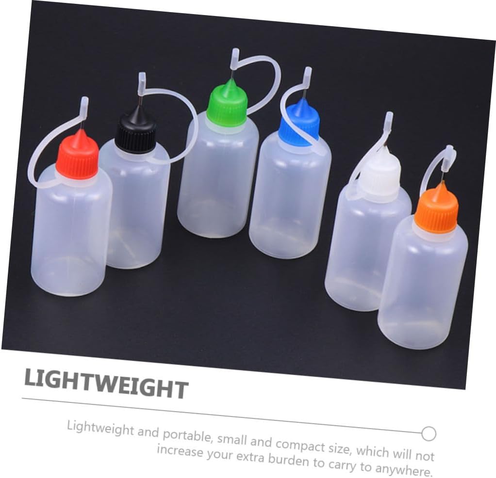 Zerodeko 20pcs 30ml Needle Tip Refillable Squeeze Bottles with Lids, Semi- Plastic Liquid Glue Applicator Bottles for Precision Dispensing and Craft Use Random Color