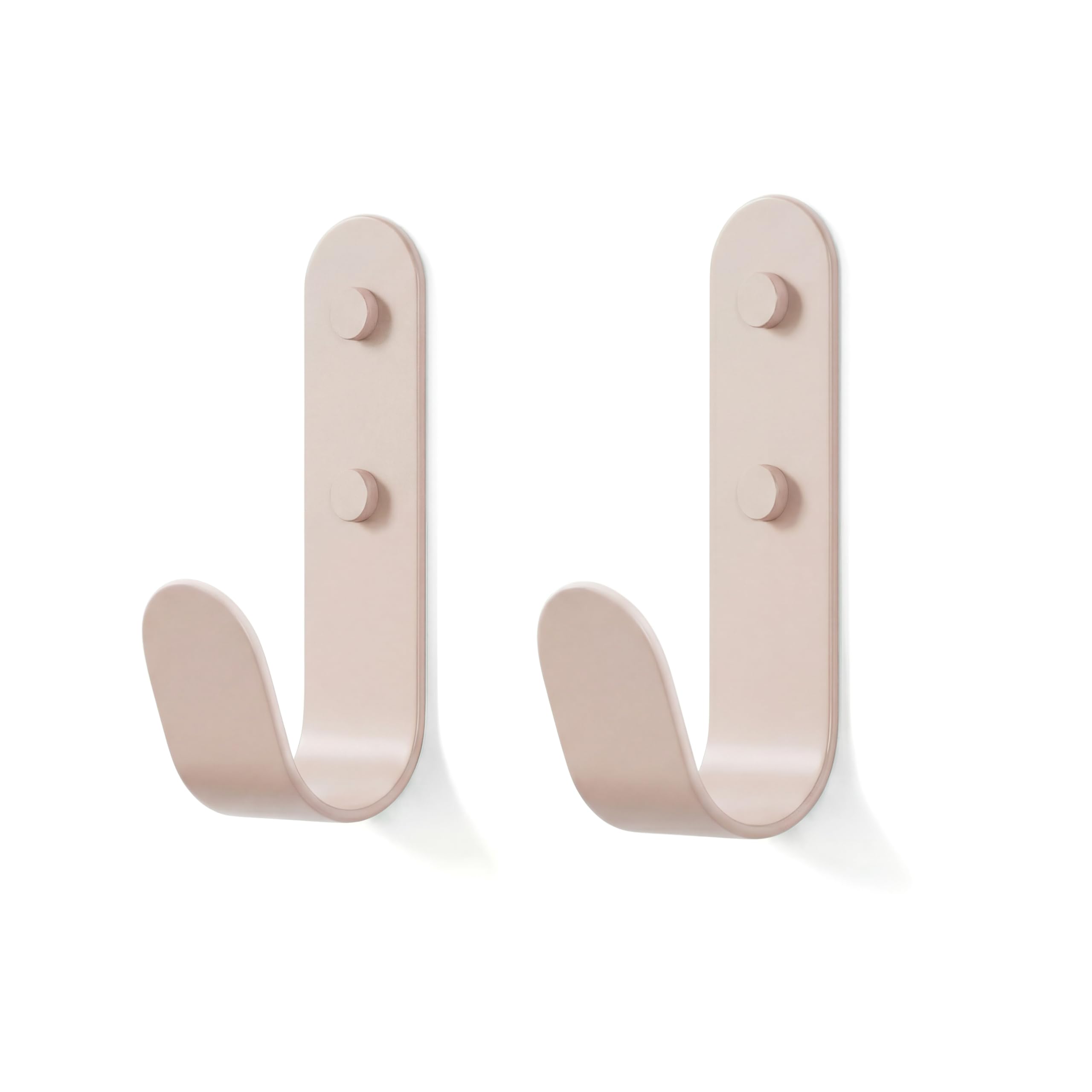 The Hairpin Leg Co. [HLC Metal J Wall Hook. Chunky Modern Playful Coat Hook - [Dusty Pink, 2 Pack]