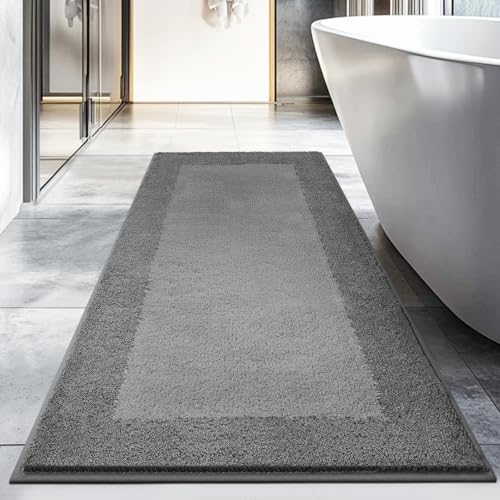 DOMUSTEX Badezimmerteppich 76 X 150 cm, Badematte rutschfest, Badteppich...