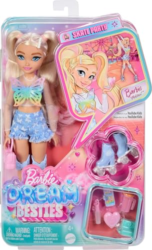 Image of Barbie Dream Besties Skate Party Barbie Malibu Doll and Accessories | Fashion doll with removable clothes and 9 make-up accessories, from 3 years, JFX96