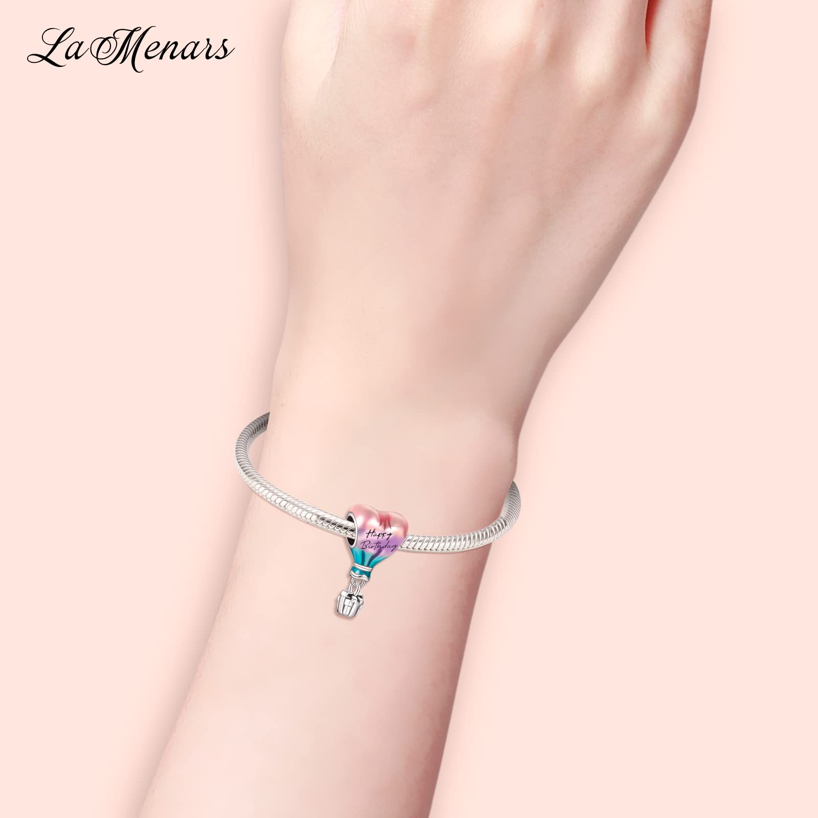 LaMenars 2022 Nuovo Cartone Animato Oceano Vetro di Murano Punto Charm per Le Donne Ciondolo in Argento Sterling 925 con Cubic Zirconia Fit Europe Regali per Le Donne Bracciale e Collana