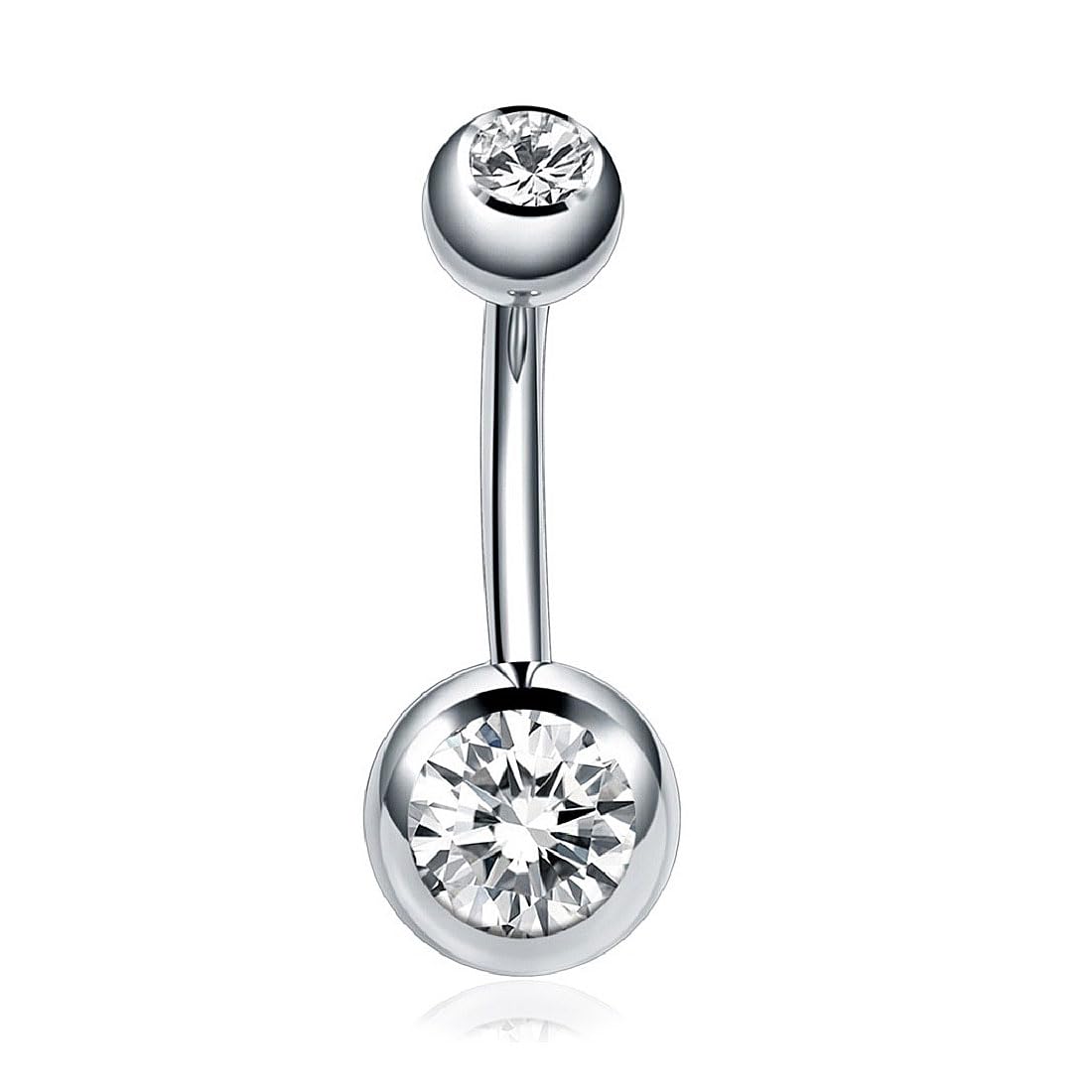 PSOWQ 1 piercing de ombligo antialérgico de titanio G23, acero quirúrgico plateado, piercing de ombligo de plátano 14G,piercing ombligo largo de 10mm,piercing ombligo,joyería para el cuerpo