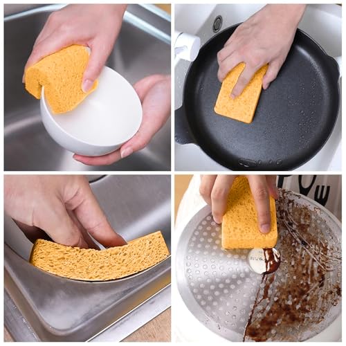 Image of 12 - Pack Non-Scratch Scrub Sponges - Sponges for Dishes and Washing Dishes, Cleaning Sponges for Kitchen Home Bathroom Cars, Funny Cut-Outs DIY for Kids (Yellow