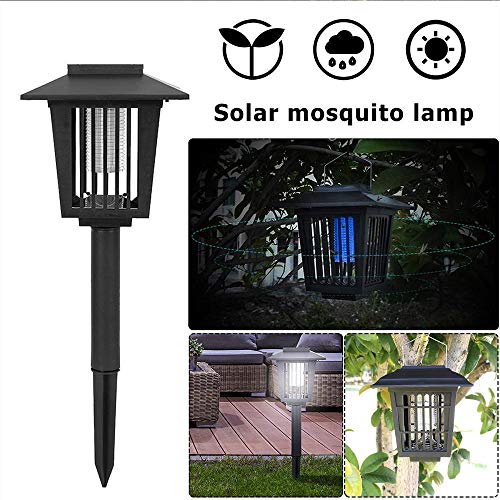 funfunfly 2 In1 Lampada Repellente per zanzare e Illuminazione Ip65 Impermeabile a energia Solare Esterna da Giardino UV LED Luce zanzara Pest Bug Zapper Lampadina Illuminazione Percorso Insetto