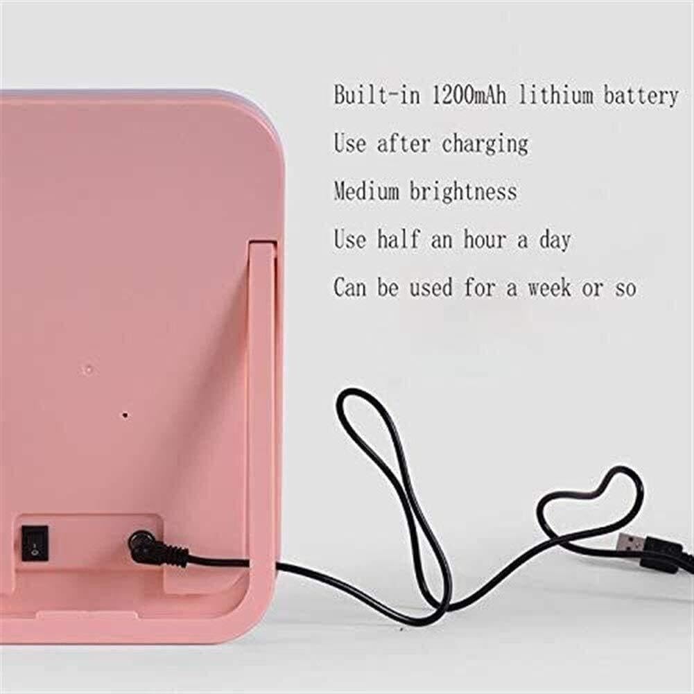 Portable LED Makeup Mirror with Touch Button, Adjustable Tricolor Light, USB Rechargeable, Cordless, Compact and Stylish Vanity for Tabletop, Ideal Home & Travel (8.6x6.1x1 in)