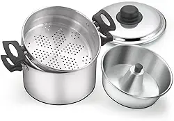 Panela 3 Em 1 Banho Maria Forma Pudim Vapor Polido N20