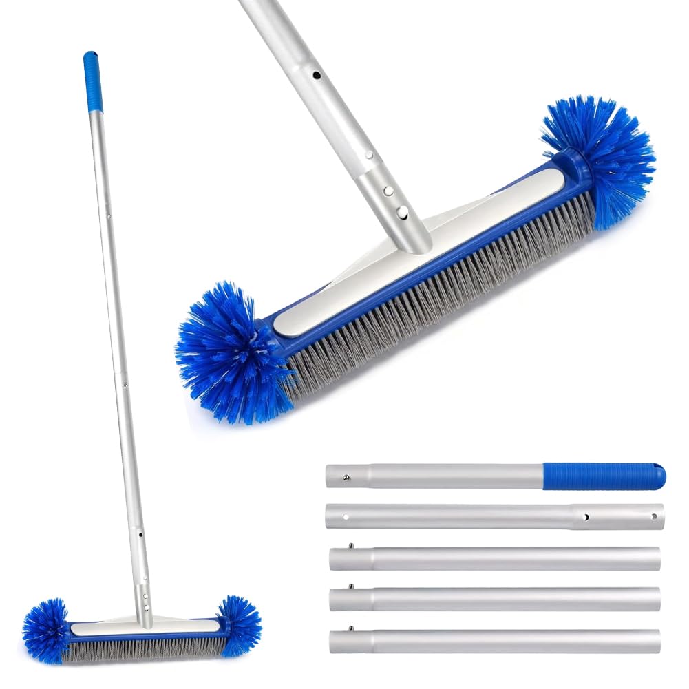 Brosse de piscine ronde avec manche télescopique pour parois