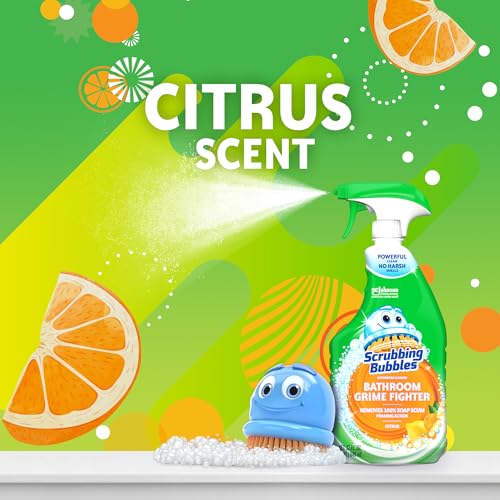 Image of Scrubbing Bubbles Bathroom and Shower Cleaner Disinfectant Spray, Bathroom Grime Fighter, Citrus Scent, 32oz (Pack of 2)
