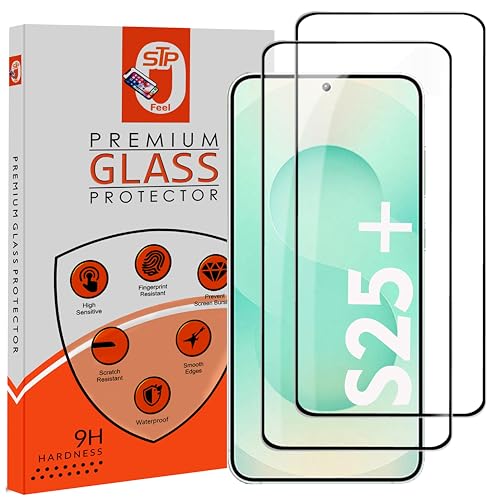 Image of STP FEEL Advanced Black Border Tempered Glass Screen Protector for Samsung Galaxy S25 Plus 5G (6.7 inch, Pack of 2) | Full Screen Coverage (except edges) Screen Protector