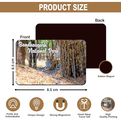 Image of Elegant Fridge Magnet with Themes |Rectangular Size Refrigerator Magnet with Magnetic Rubber Back | Pack of 1, 8.6cm X 5.4cm (Bandhavgadh National Park)