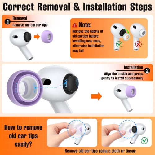 Image of Ear Tips Replacement for AirPod Pro 3 (3 Pairs,S /M /L,Lavender)
