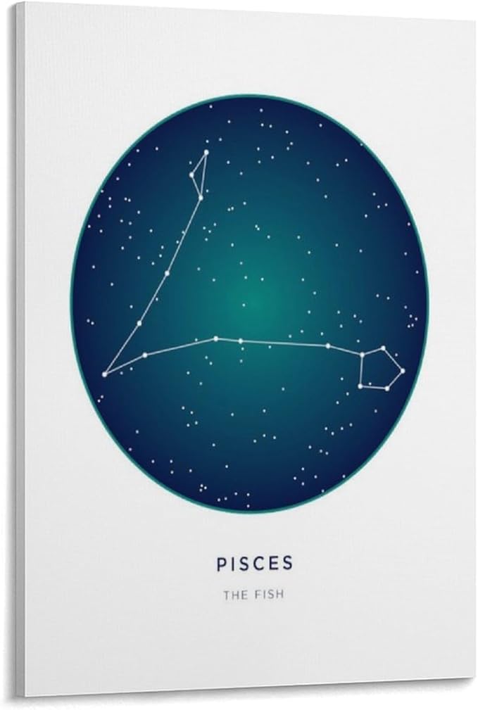 Constellation Celestial Zodiac Astrology Poster Pisces 2 Canvas Wall Art Poster Decorative Bedroom Modern Home Print Picture Artworks Posters 12x18inch(30x45cm)