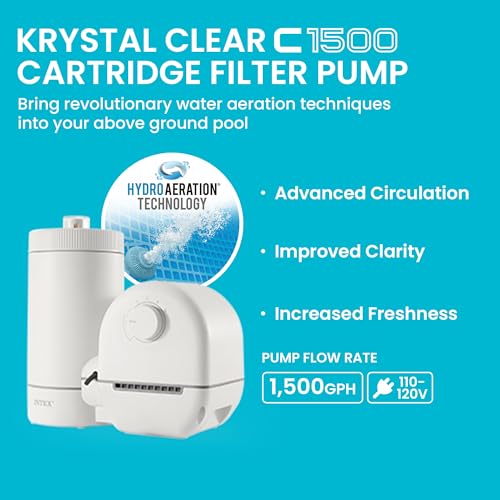 Image of INTEX Krystal Clear 1,500 GPH Cartridge Filter Pump for Above Ground Pools