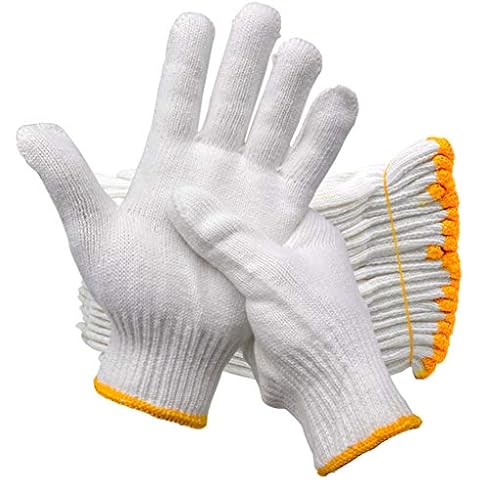 Bonarty Work Gloves Cotton Heavy Duty - For 12Pairs White Gloves Men, Women BBQ Thicker Industry Knitted Cut Resistant All-weather Customer Support Cover