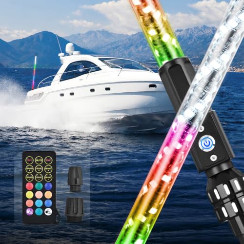 Image of Nilight Boat Navigation Light 3FT Spiral LED Whip Lights