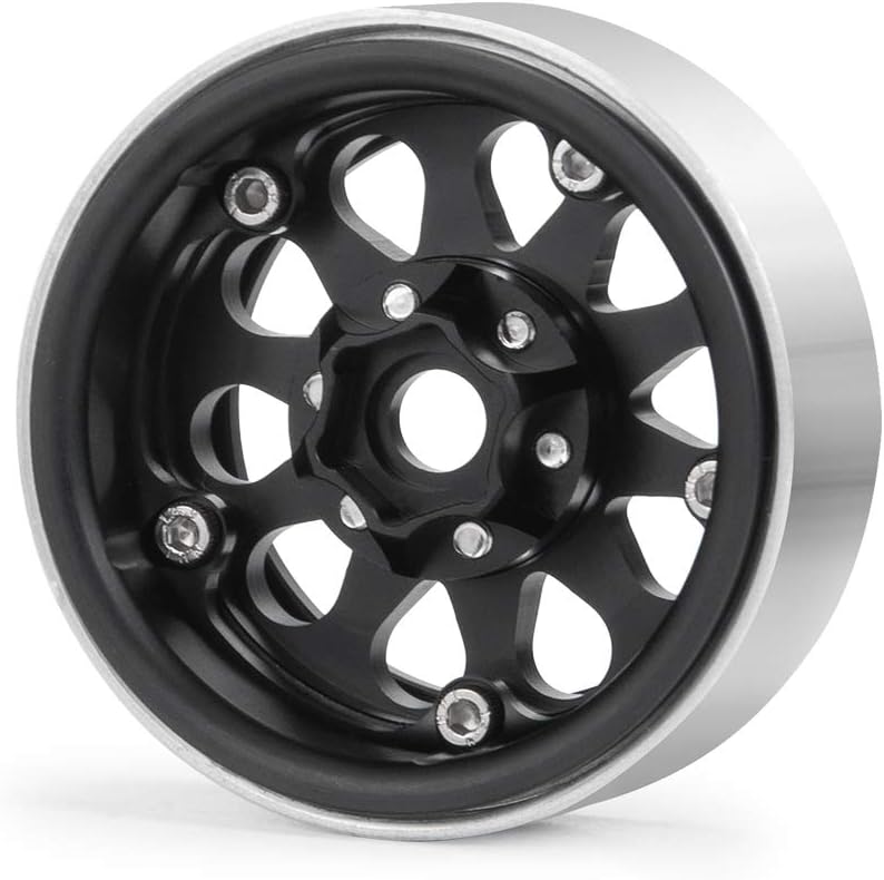 MOHERO Aluminum Alloy 1.9" Beadlock Wheels Rims Hub for RC 1/10 TRX4, Axial SCX10 SCX10-II SCX10-III, D90 Scale RC Crawler Car (Matte Black)