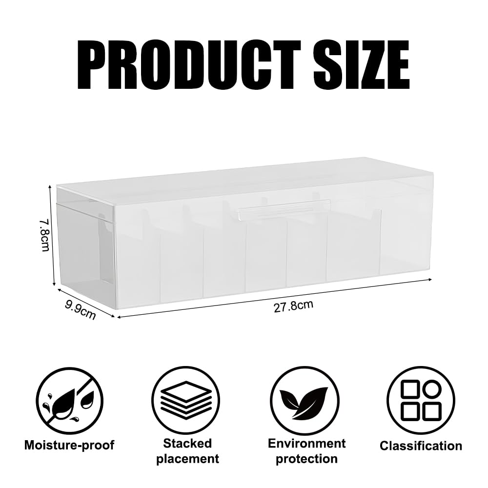 Caja Cartas con 7 Divisiones, Deck Box con Tapa a Presión, 27,8 x 9,9 x 7,8 cm Caja de Tarjetas de Visita, Hasta 800 Fichas de Aprendizaje, Tarjetas de Visita o Postales
