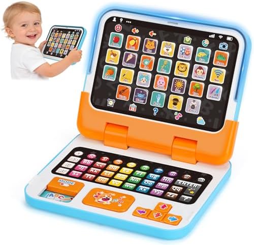 Dreamon Kids Laptop Toy Laptop Computer for Toddler Children Detachable Kids Tablet with Alphabet Music Lights Sounds Educational Montessori Toys for 12M+ 1 2 3 Years Old