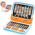 Dreamon Kids Laptop 2-in-1 Toy Laptop Computer for Toddler Children Detachable Kids Tablet with Alphabet Music Lights Sounds Educational Montessori Toys for 12M+ 1 2 3 Years Old