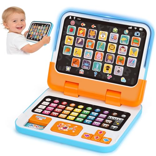 Dreamon Kids Laptop 2-in-1 Toy Laptop Computer for Toddler Children Detachable Kids Tablet with Alphabet Music Lights Sounds Educational Montessori Toys for 12M+ 1 2 3 Years Old