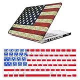 HDE MacBook Pro 13 (Non Retina) Case and Keyboard Cover Snap On Protective Hard Shell American Flag Fits Old Macbook Pro 13 Inch Model A1278 with CD Drive (USA Flag)