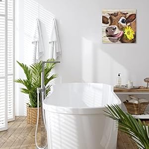 Cow Pictures Wall Decor Country Farmhouse Canvas Wall Art Rustic Sunflower Bathroom Decor Framed Artwork Paintings for Wall Decorations for Bedroom Office Kitchen Living Room,Ready to Hang 14" X 14" Cow Pictures Wall Decor Country Farmhouse Canvas Wall Art Rustic Sunflower Bathroom Decor Framed Artwork Paintings for Wall Decorations for Bedroom Office Kitchen Living RoomReady to Hang 14 X 14