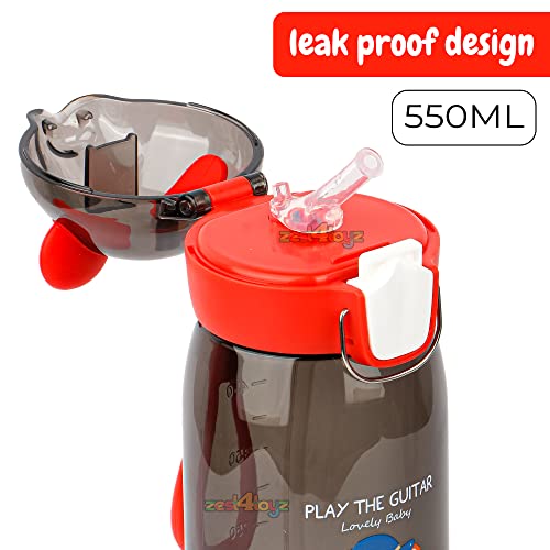 Image of Zest 4 Toyz Water Bottle for Kids Cute Cartoon Sipper Bottle for Kids Water Bottle Anti-Leak BPA Free (550 ML) Teddy Shape (Animal Themed)- Black