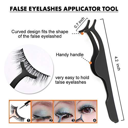 SLYbeauty Professional Eyelash Makeup Tools Set, include Eyelash Curler, False Eyelashes Extension Tweezers, Eyebrow Scissors, Eyelash Applicator Tool, 5 Pieces Black Silicone Refill Pads (Black)