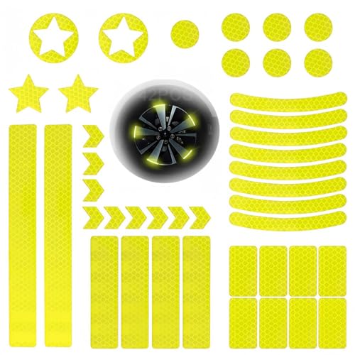 42 Pcs Pegatinas Reflectantes Bicicleta, Pegatinas Reflectantes, CalcomaníAs Adhesivas De Visibilidad Nocturna,Para Bicicletas, Motos, Cascos, Cochecitos De Bebé, Patinetes, etc
