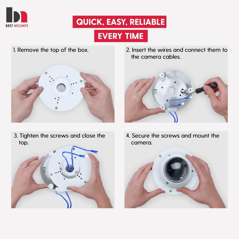 4 Pack PFA130-E Security Camera Junction Box (ABS) for Indoor & Outdoor Surveillance Camera - Security Camera Mount Bracket Waterproof Universal Camera Mount for Dome, Turret & Bullet Cameras (White)